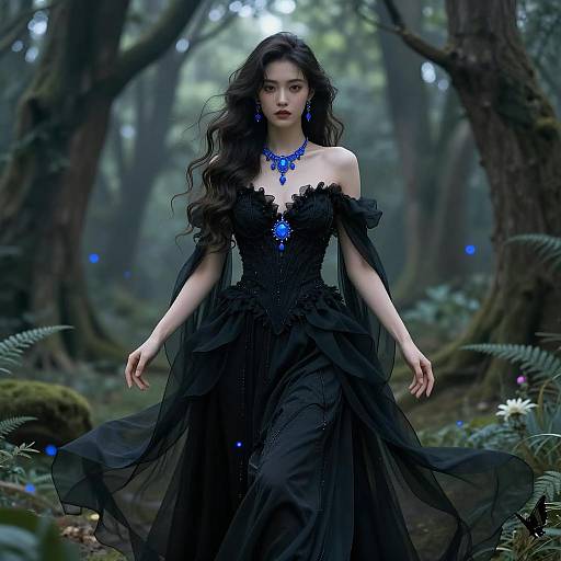 Mystical Woman in Enchanting Forest