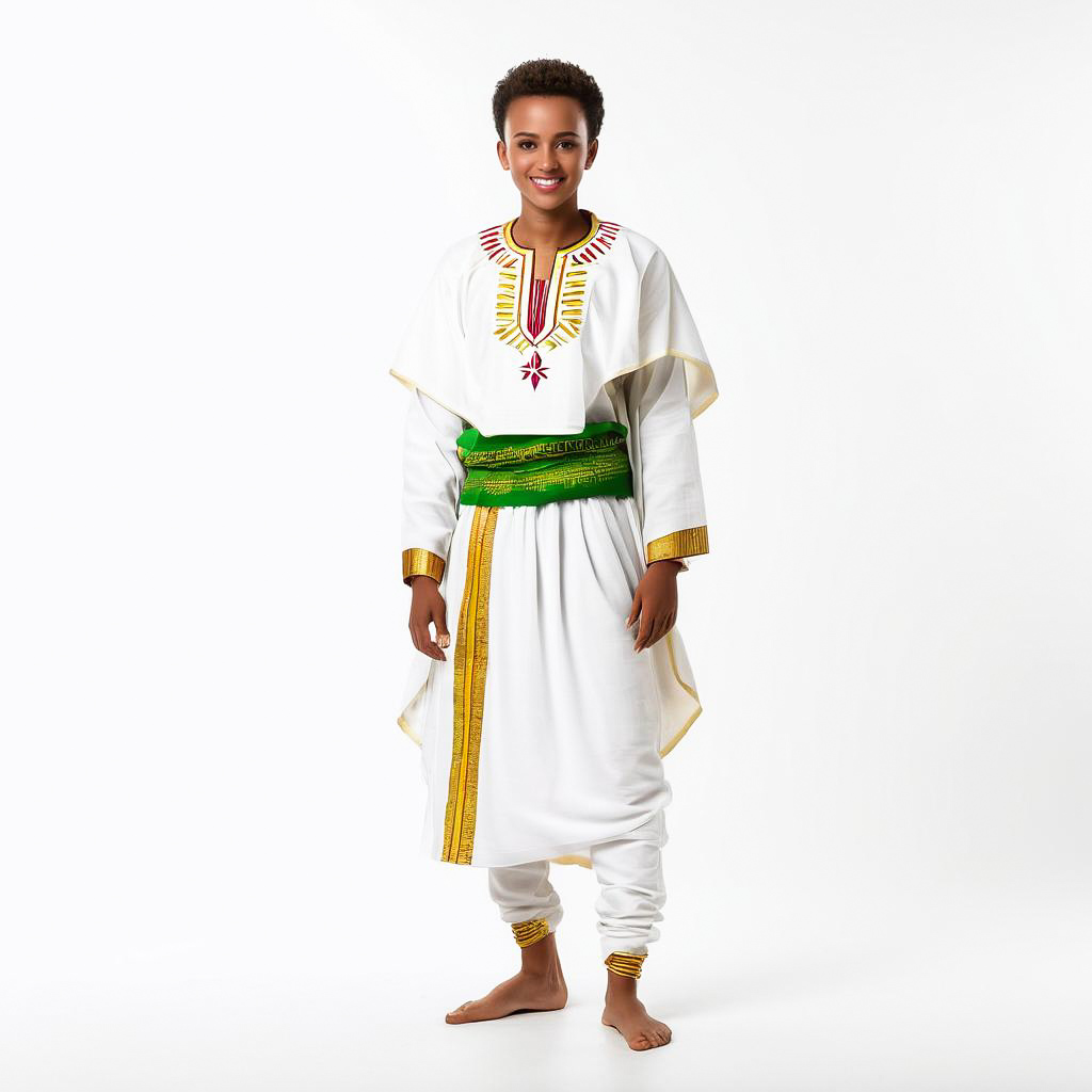 Delighted Ethiopian Youth in Traditional Attire