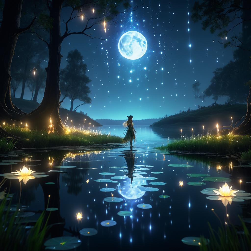 Enchanting Elf by Moonlit Lakeside