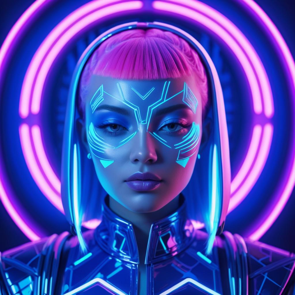 Ethereal Cyberpunk Portrait of Woman