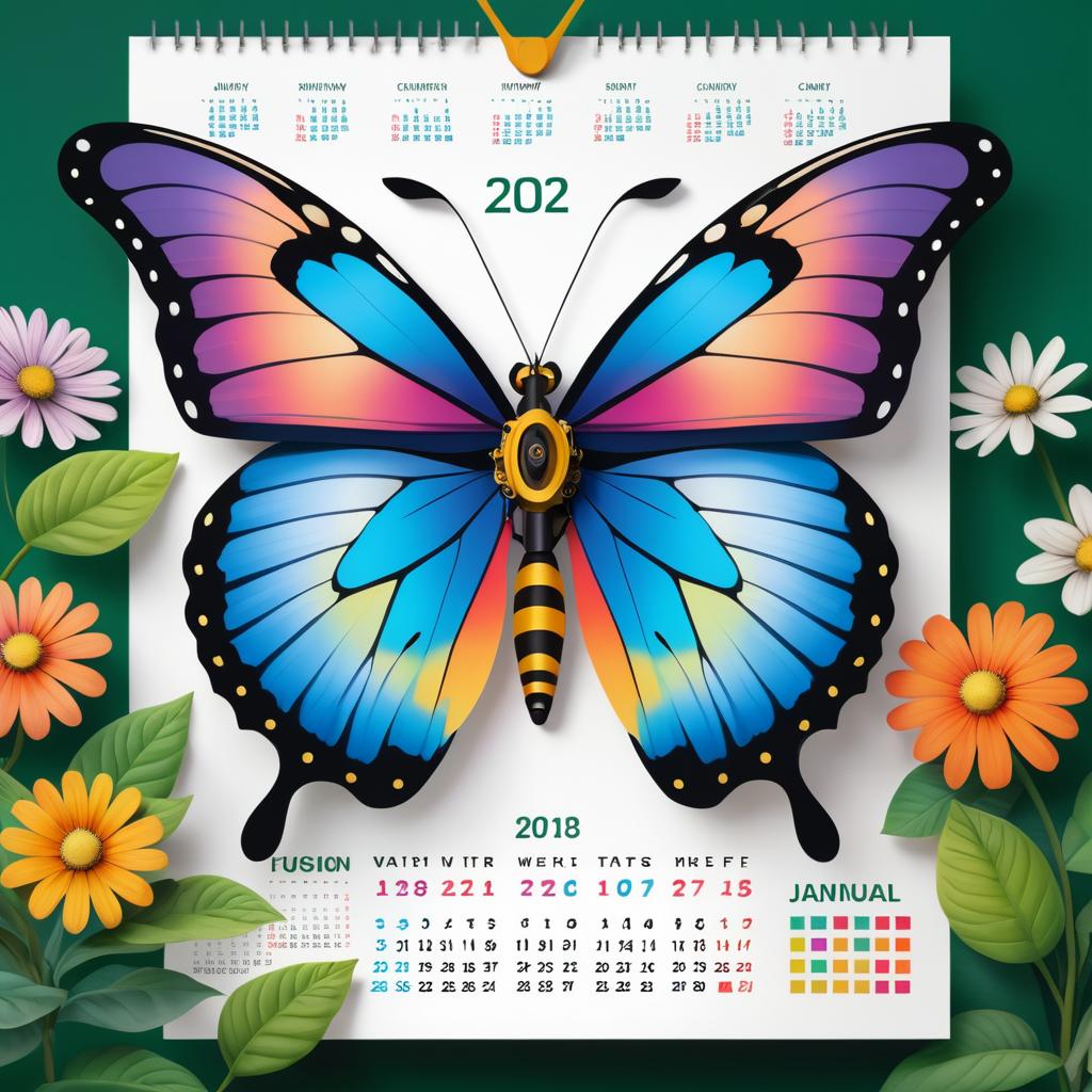 Mechanical Butterfly Calendar in Garden