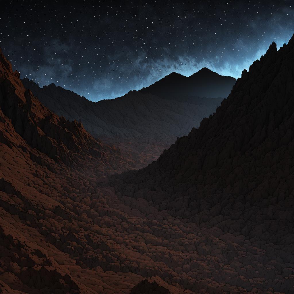 Midnight Molten Ravine Under Stars