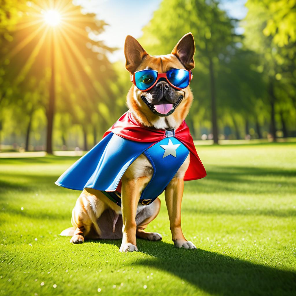 Heroic Dog in Vibrant Park Scene