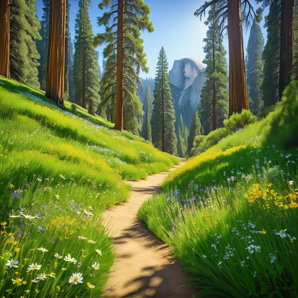 Photorealistic Yosemite Hiking Trail Scene