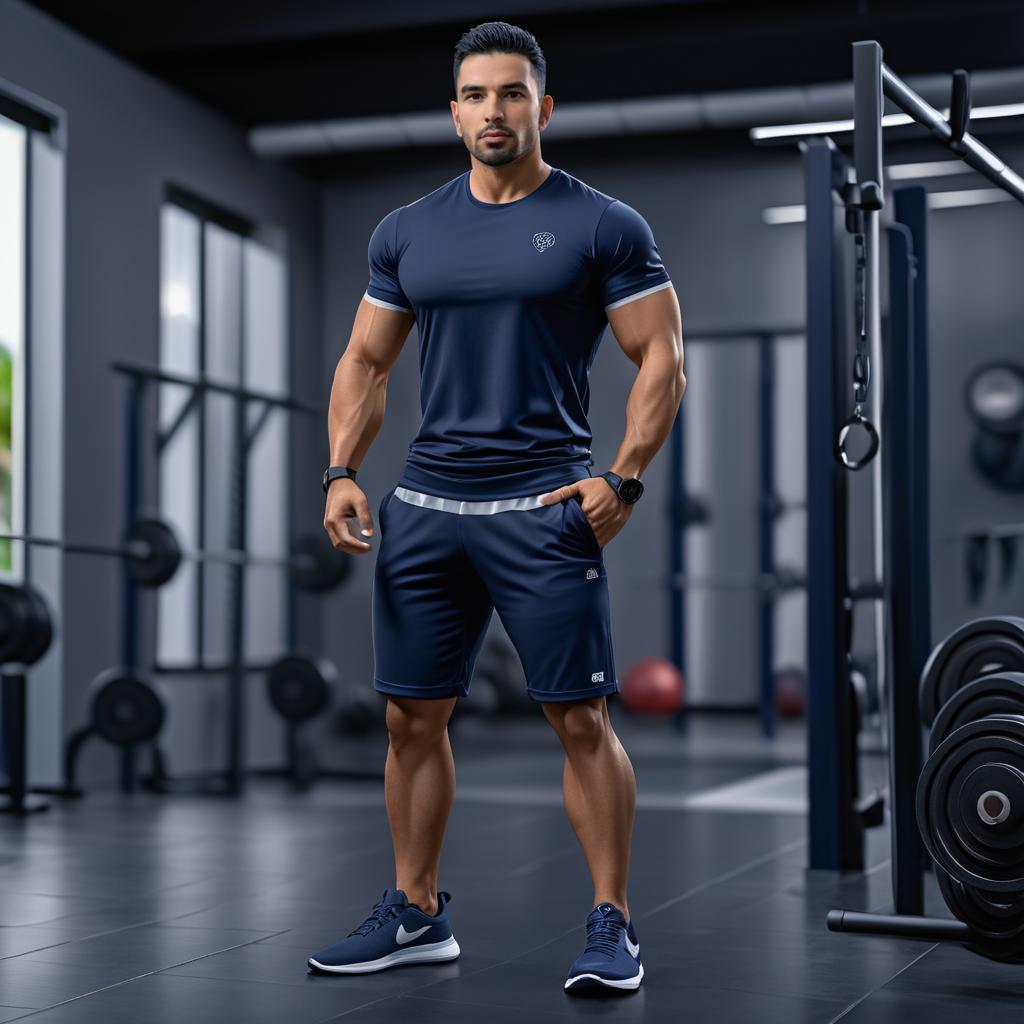 Photorealistic Fit Mexican Man in Gym Wear