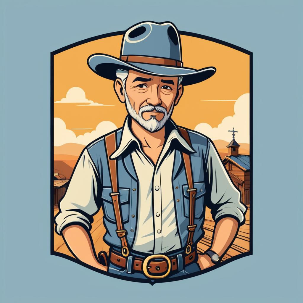 Charming Vintage Western Cartoon T-Shirt Design