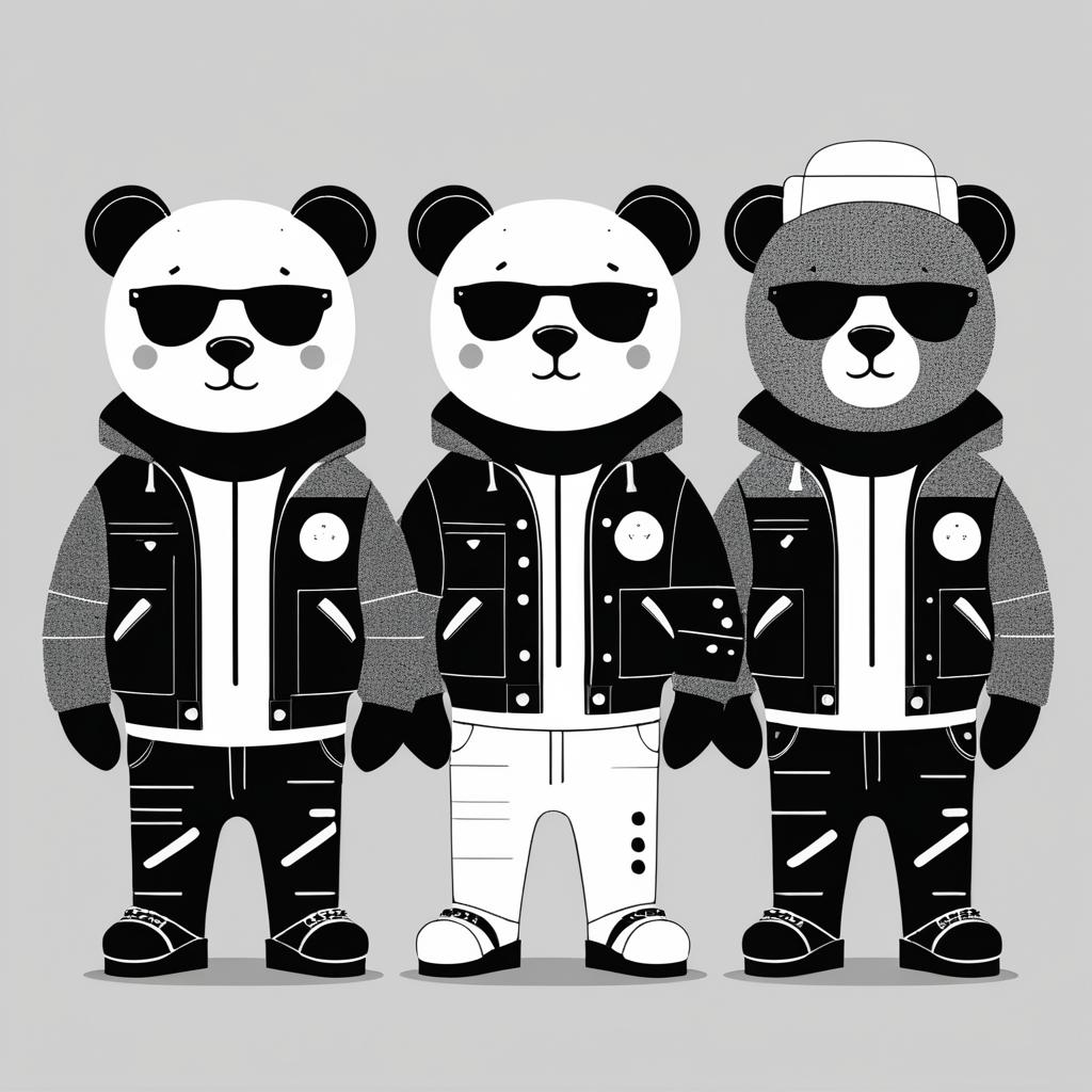 Punk Bears in a Modern Band Illustration