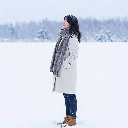 Winter Serenity with Female Figure