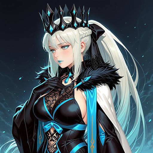 Illustration of Morgan le fay (queen of winter) (fate), fate/grand order in the style of Maou alba