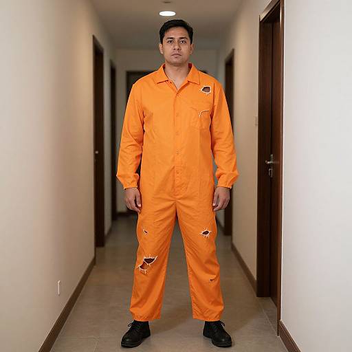 Man in Orange Jumpsuit Costume