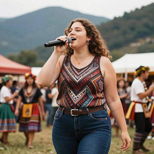 Lanky Woman at Mountain Festival