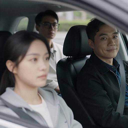 Candid Car Ride Portrait of Three