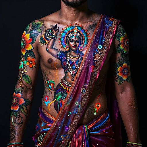 Bioluminescent Indian Dancer Portrait