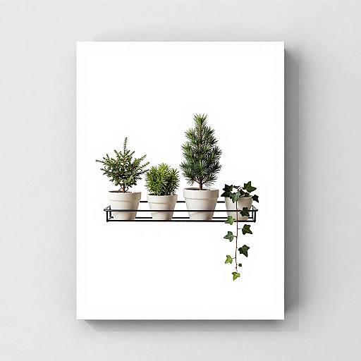 Minimalist Miniature Conifers and Ivy in Hanging Rack