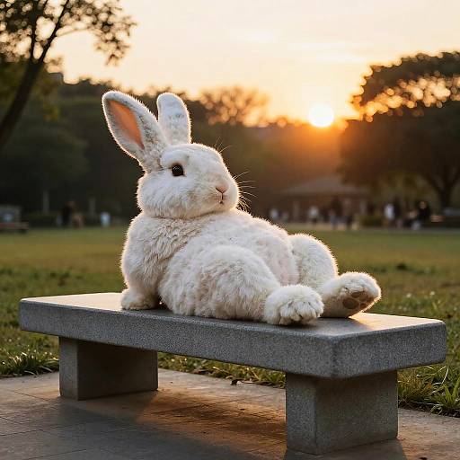 Giant Rabbit Relaxing at Sunset