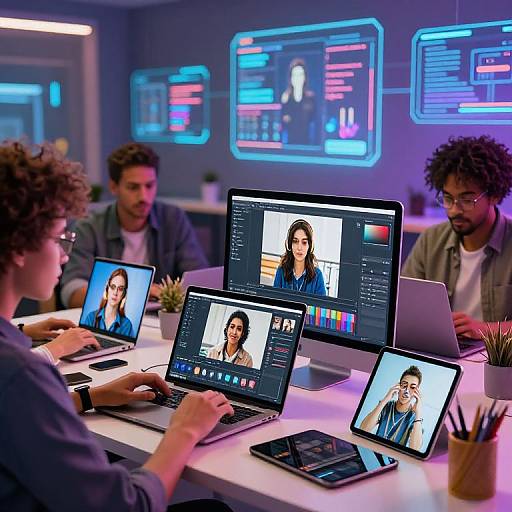 Diverse Users in AI Photo Editing Workspace
