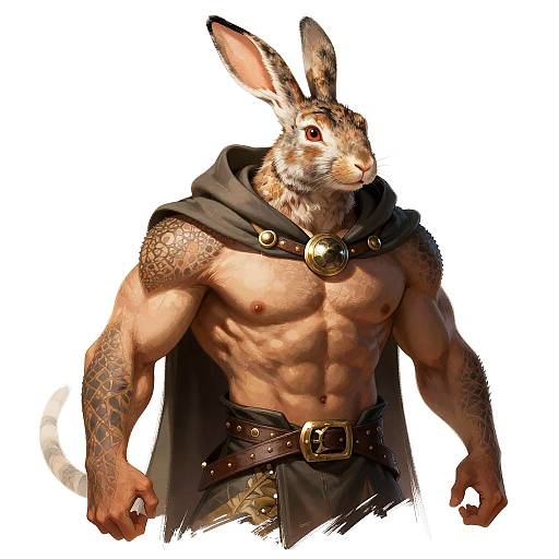 Fantasy Muscular Rabbit-Headed Warrior