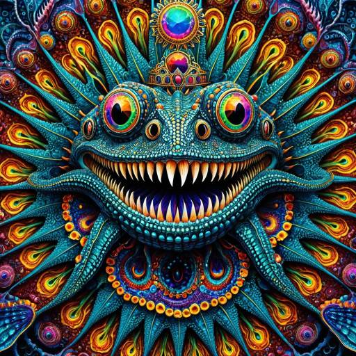 Psychedelic Hyperrealistic Leviathan with Crown and Jewelry