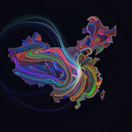 Abstract Multicolored Data Diffusion Art