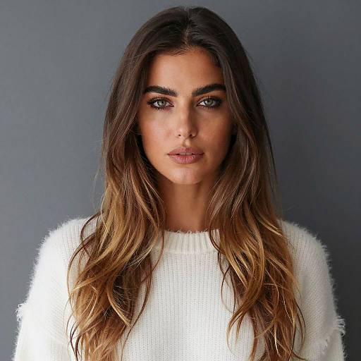 Ombre-Haired Woman in Fuzzy Sweater