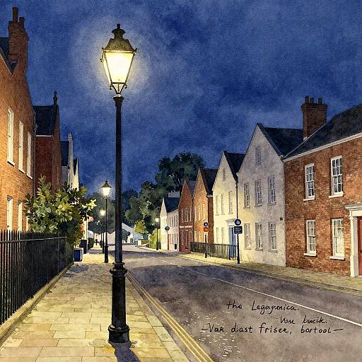 Watercolor Night Cityscape Scene