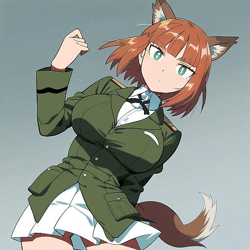 Illustration of Gundula rall, world witches series in the style of Furukawa (yomawari)