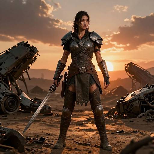 Aphla: Dystopian Warrior at Sunset