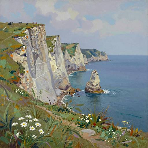 Vibrant Cliffs Overlooking Serene Seas