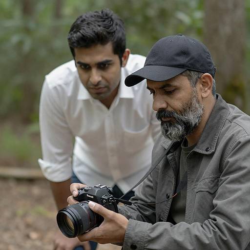 Two Men in Forest Focused Portrait