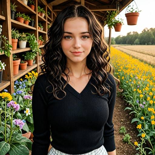 Young Woman in Wildflower Field