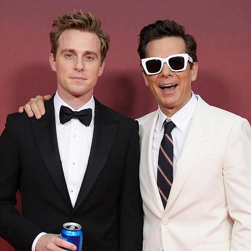 Two Men in Tuxedo and White Blazer