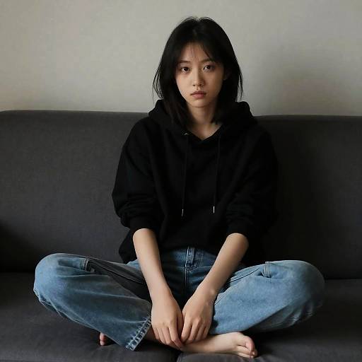 Photorealistic Portrait of Girl on Sofa