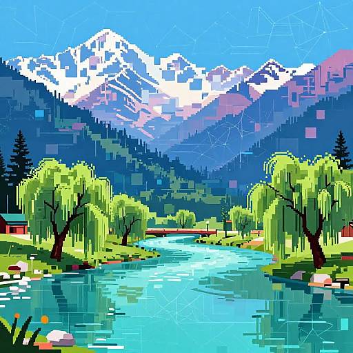 Abstract Kashmir Landscape AI Art