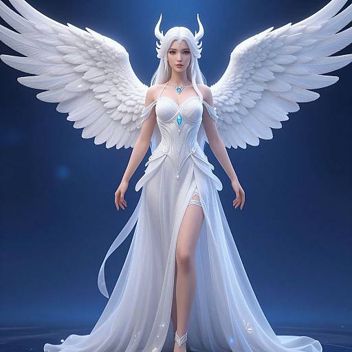 Fantasy Angel Woman with White Wings