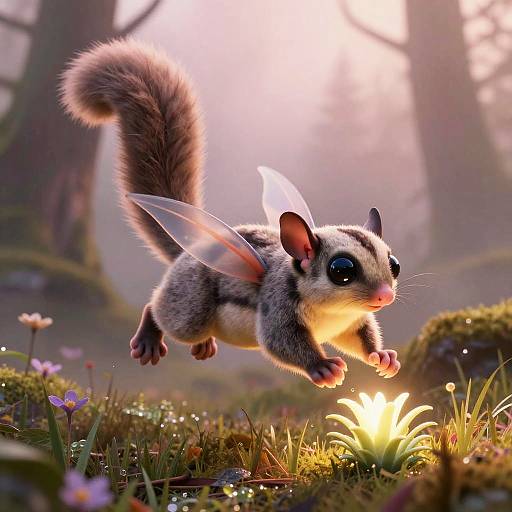 Chibi Flying Squirrel at Golden Hour