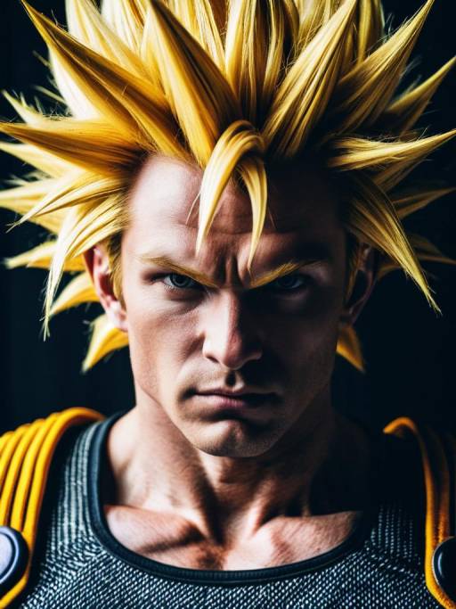 Man in Super Saiyan Costume Close-Up