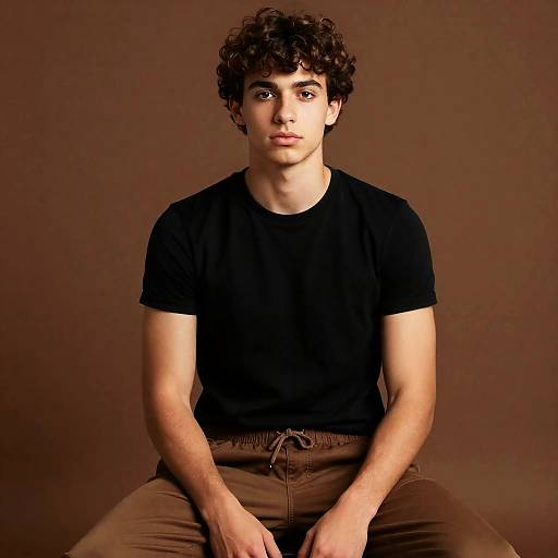 Serious Young Man in Casual Attire