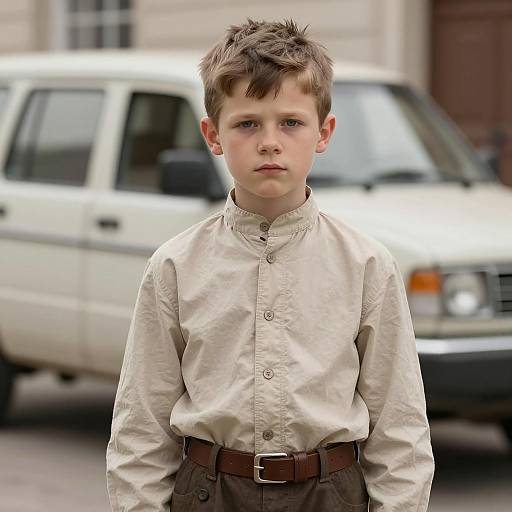 Portrait of Boy in Early 1900s Clothing