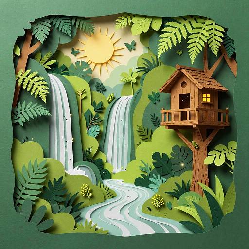 Digital Paper Cut Tropical Rainforest