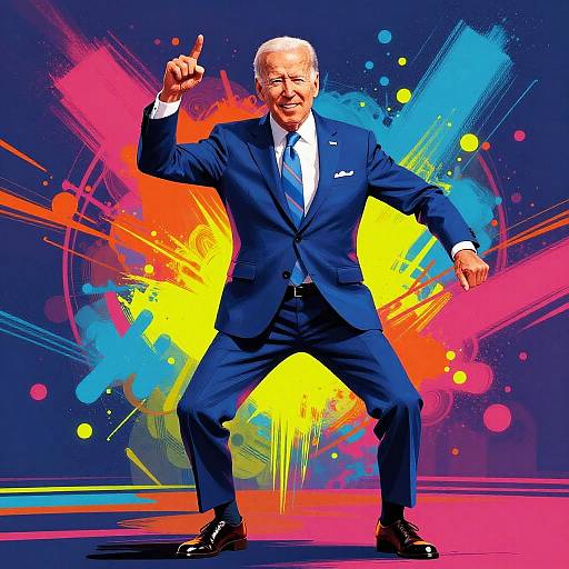 Joe Biden Mid-Griddy Neon Portrait