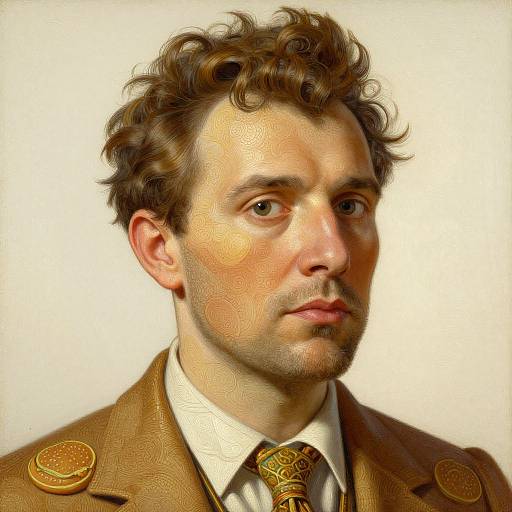 Intricate Hamburger Man Oil Portrait