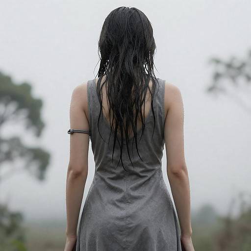 Moody Portrait of a Wet-Haired Figure