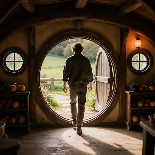 Curly-Haired Man Exiting Hobbit Room