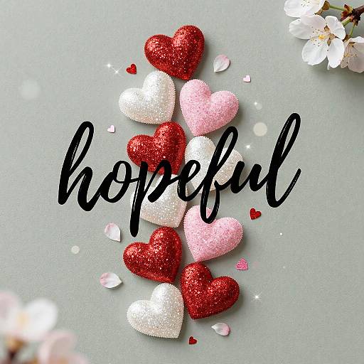 Glittered Hearts Lithograph Print