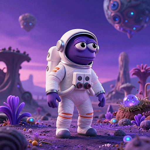 Purple Pepe Exploring Alien Planet