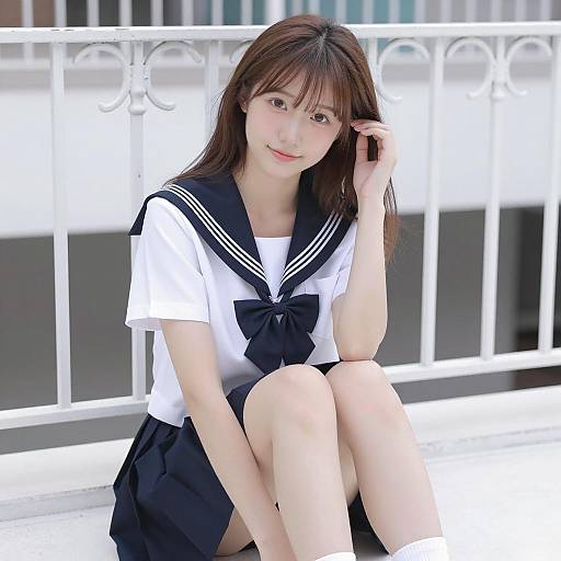 Charming Schoolgirl Portrait in Uniform