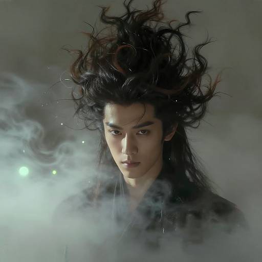 Surreal Portrait with Dramatic Hair