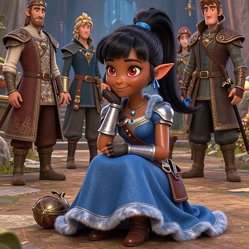 Detailed Dark-Skinned Elf Adventurer