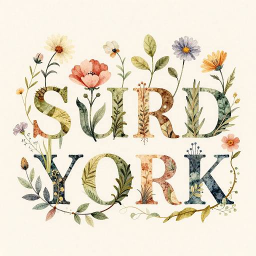 Watercolor illustration of the word 