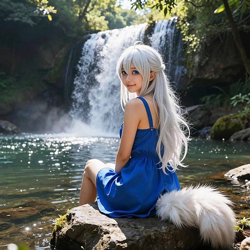 Backlit Pine Marten Girl on Stone